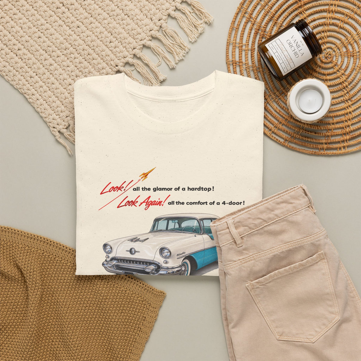 Oldsmobile Retro 1950s Cruiser Graphic T-Shirt - Unisex Heavy Cotton Tee (TeresaT)
