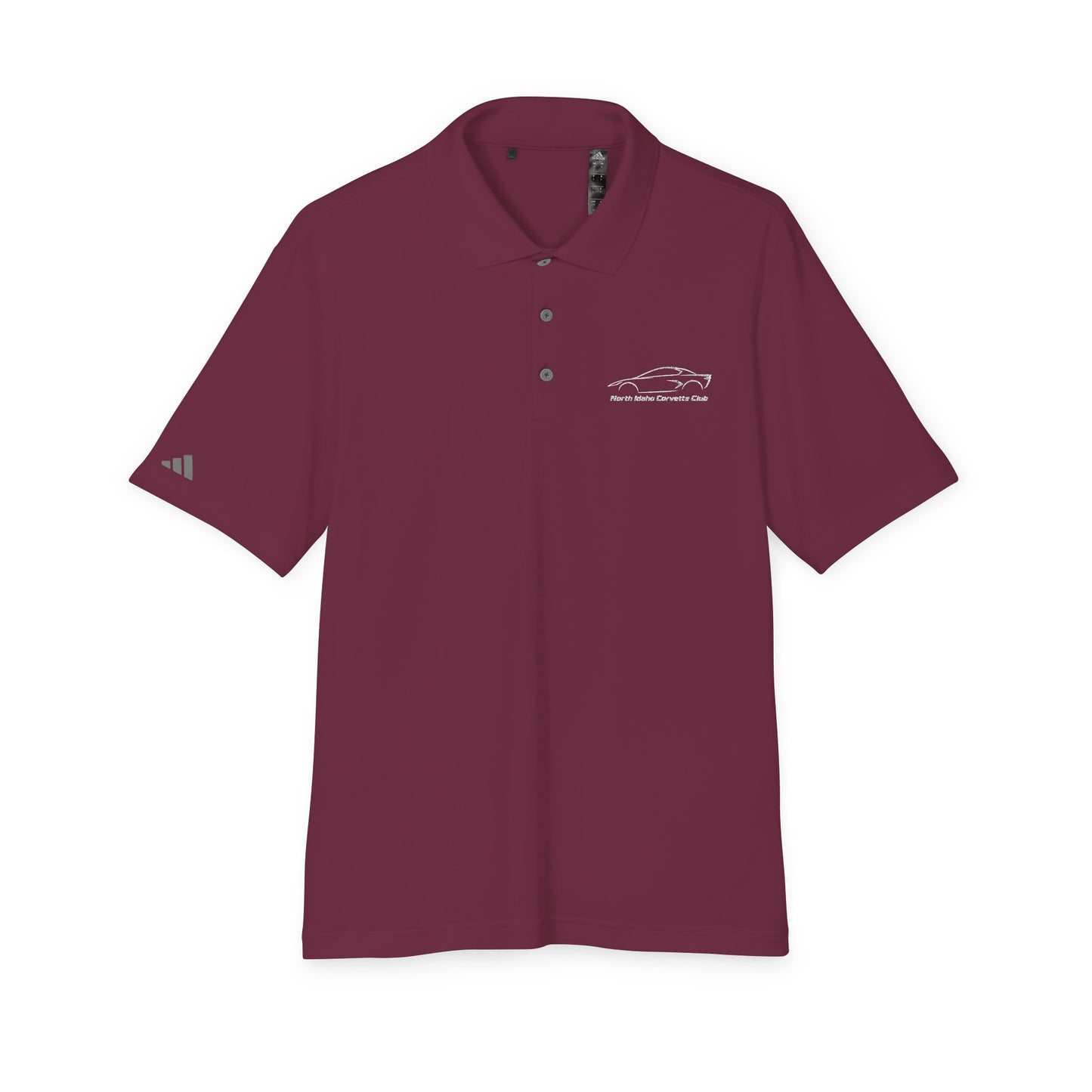 North Idaho Corvette Club White Embroidered Polo — adidas Unisex Performance Polo