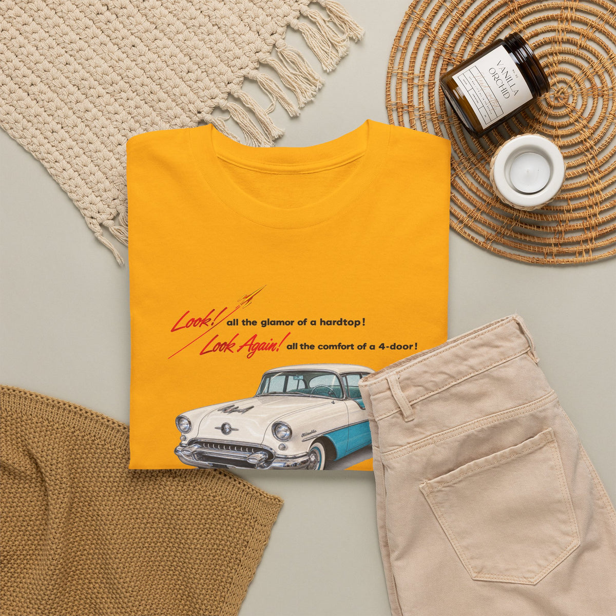 Oldsmobile Retro 1950s Cruiser Graphic T-Shirt - Unisex Heavy Cotton Tee (TeresaT)