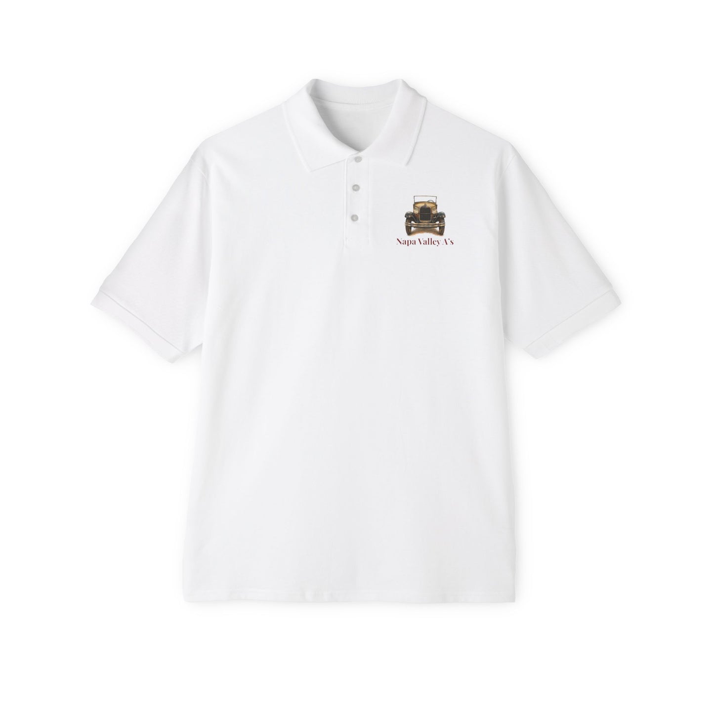 Napa Valley A's Classic Cotton Polo - Small Chest Logo and Large Back Logo