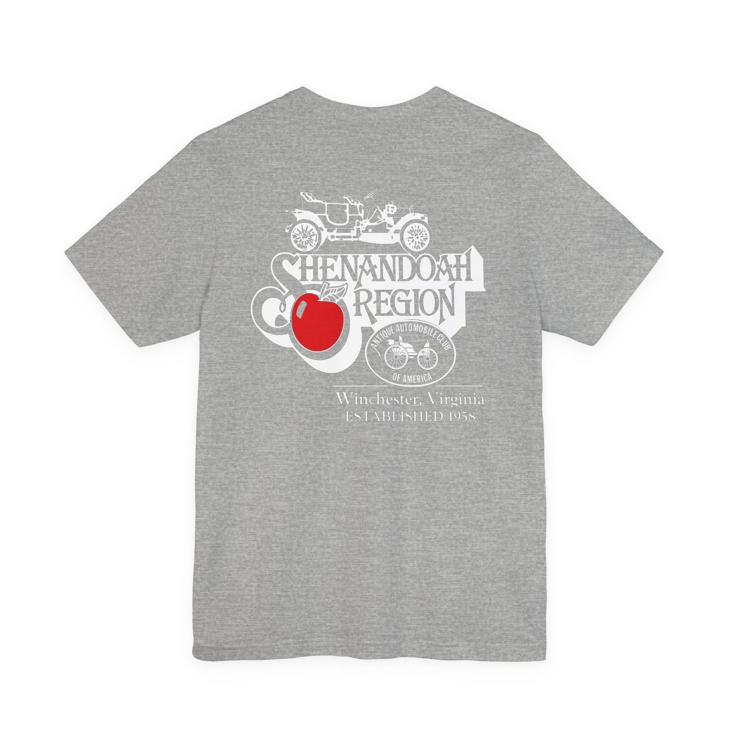 Shenandoah Region AACA Tee — Small AACA Front Logo and Large Shenandoah Region AACA Back Logo