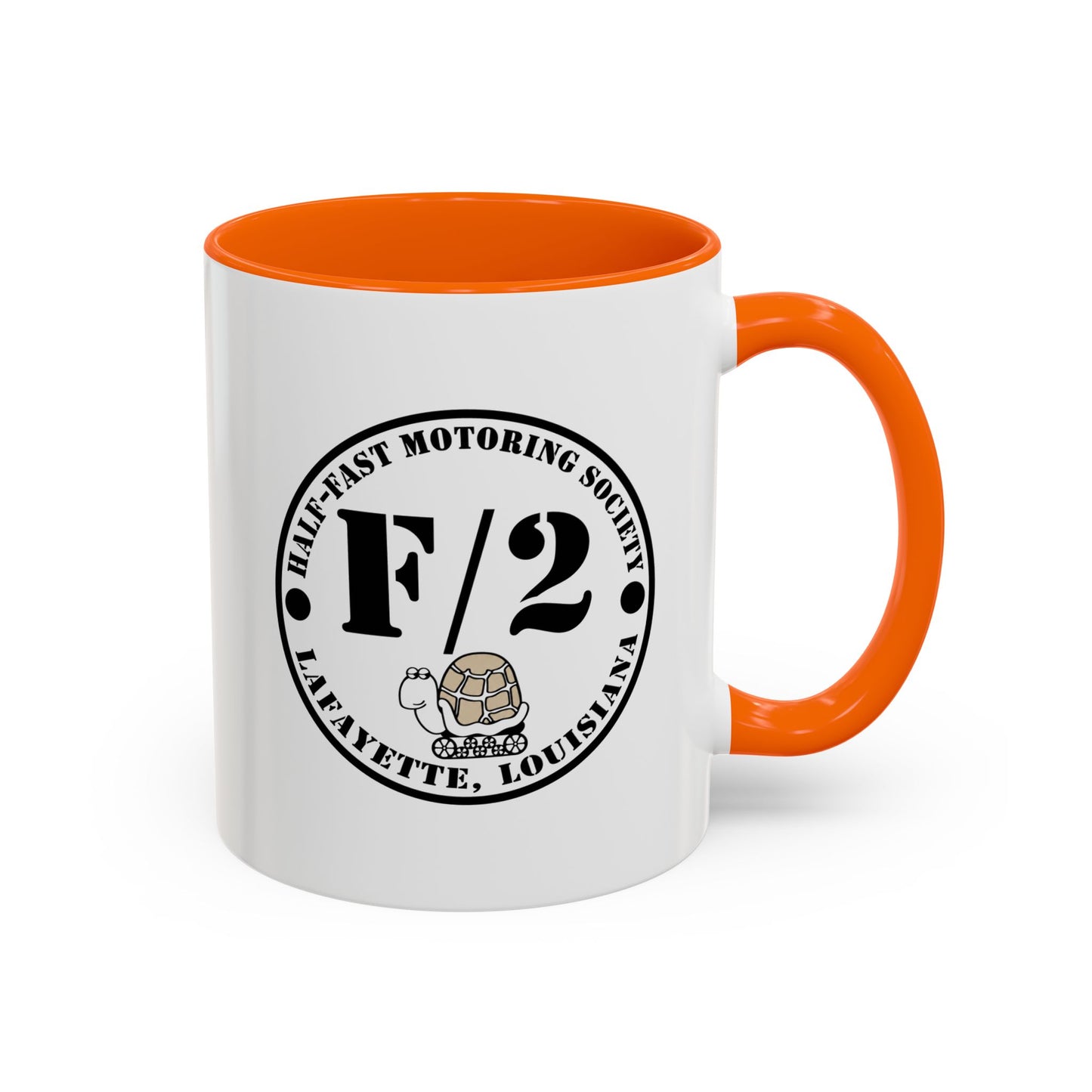 F/2 Half-Fast Motoring Society Accent Coffee Mug — Lafayette, Louisiana Emblem (11/15oz)