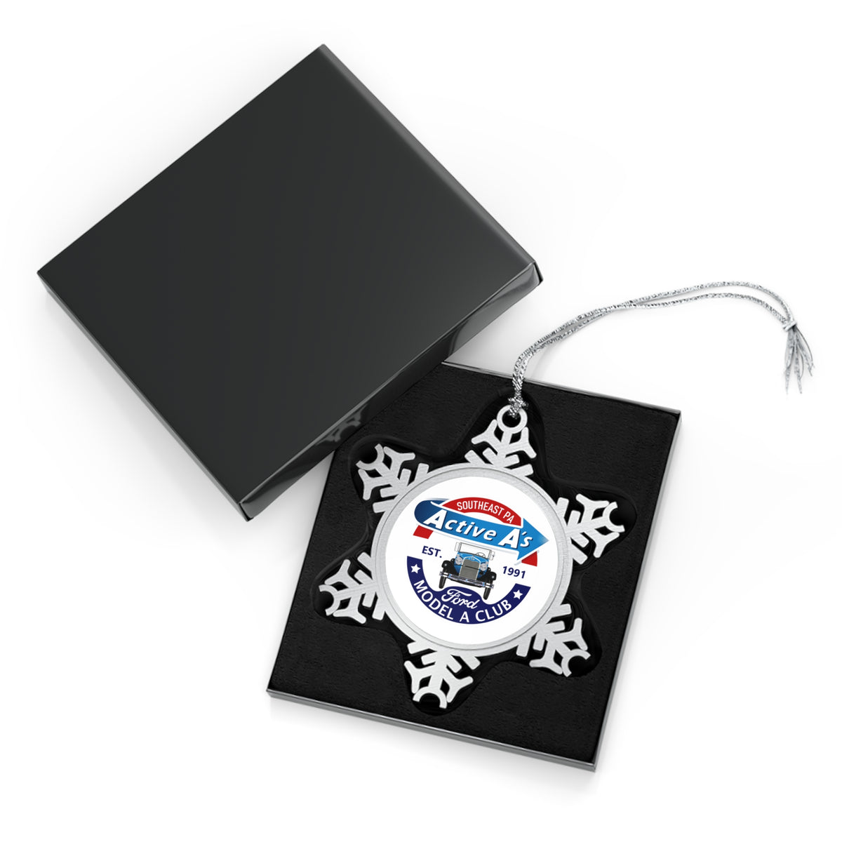 Active A's Ford Model A Club Pewter Snowflake Ornament —  Holiday Decoration