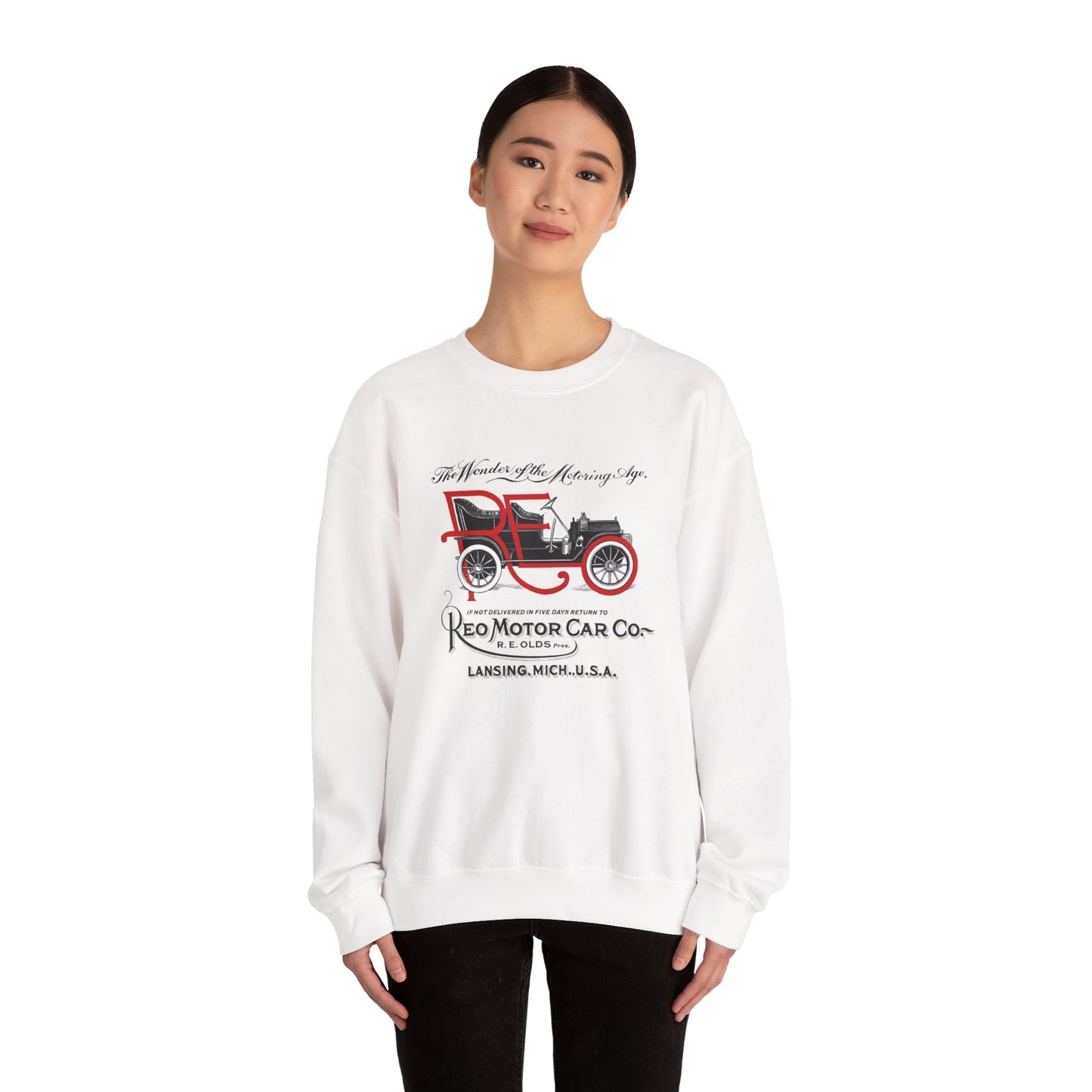 REO Motor Car Co. Crewneck Sweatshirt "The Wonder of the Motoring Age!"