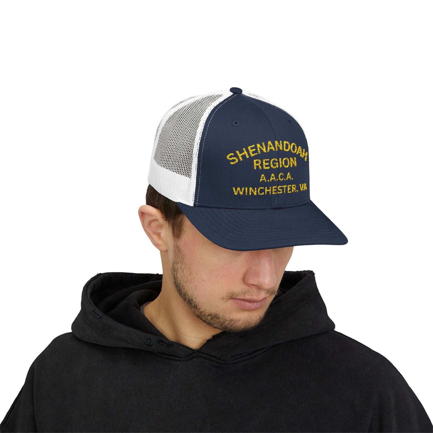 Shenandoah Region Embroidered Trucker Cap — "Shenandoah Region A.A.C.A. Winchester, VA" Mesh Snapback