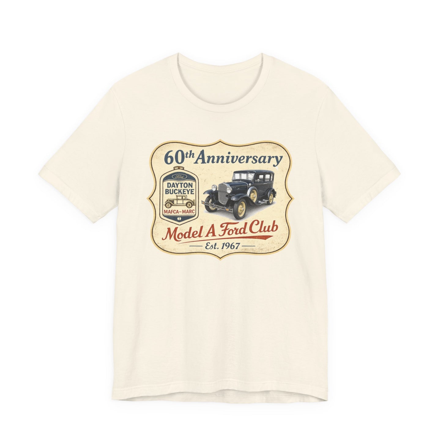 Dayton Buckeye Model A Ford Club 60th Anniversary Tee (LTG) - Unisex Jersey Short Sleeve Tee