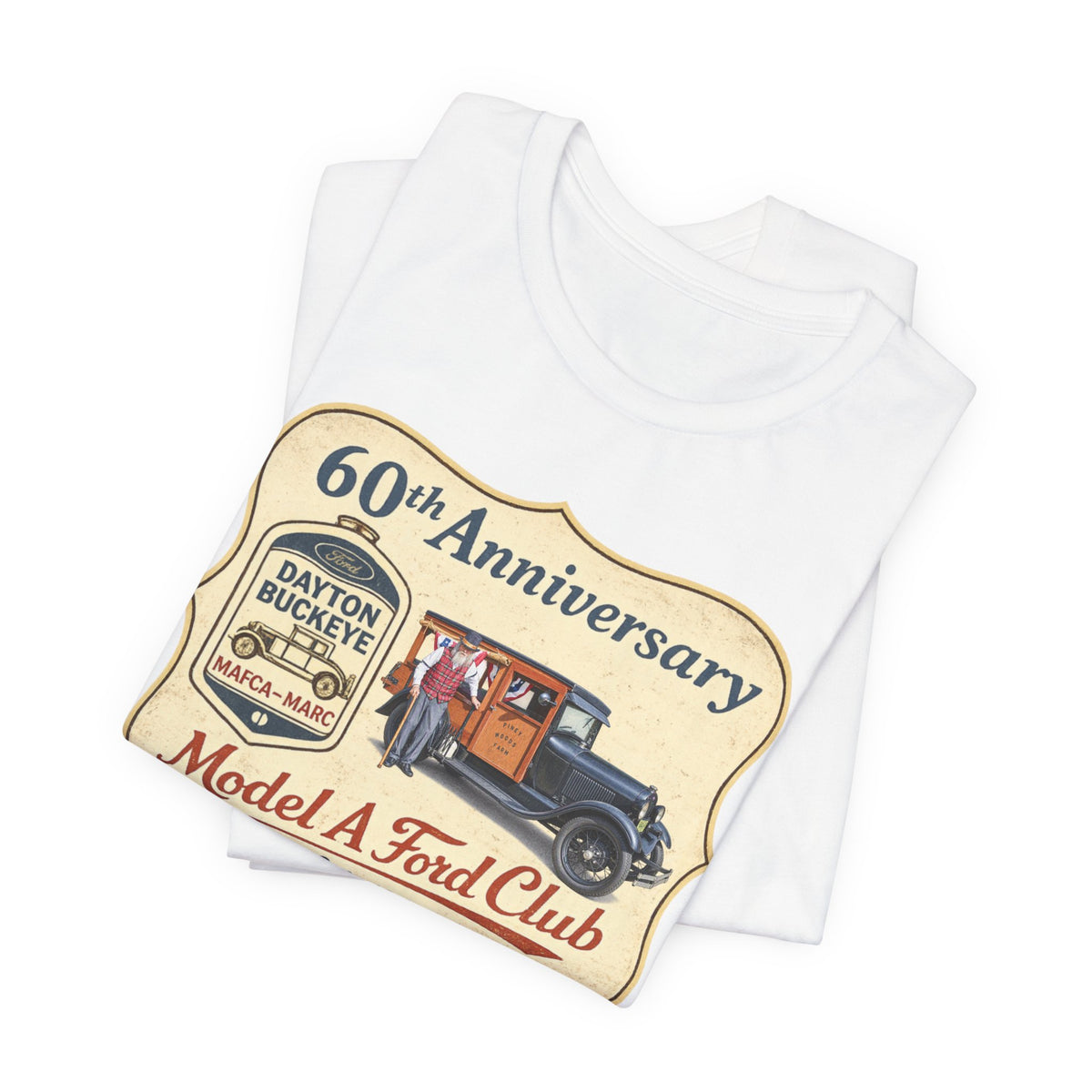 Dayton Buckeye Model A Ford Club 60th Anniversary Tee (Piney Wood Farm) - Unisex Soft Short Sleeve Tee