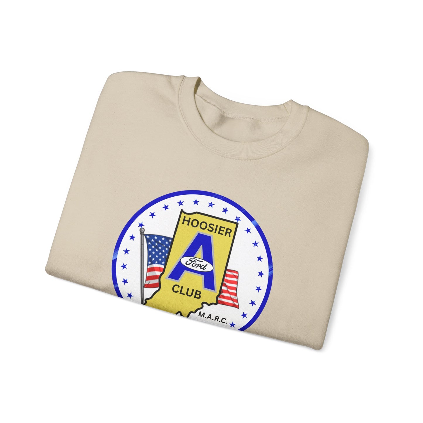 Hoosier A Ford Club Logo Sweatshirt — Indiana Flag Patch Crewneck