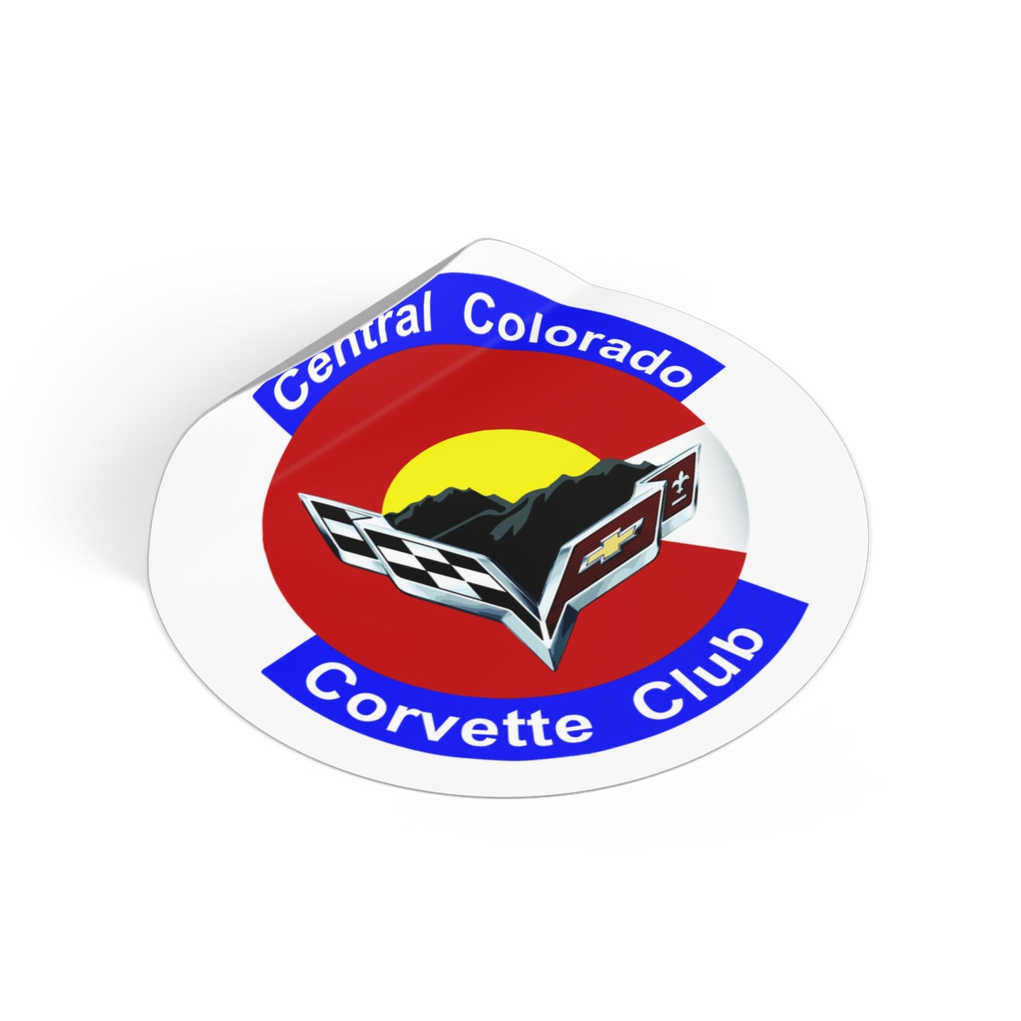 Central Colorado Corvette Club Round Vinyl Sticker — Car Club Emblem