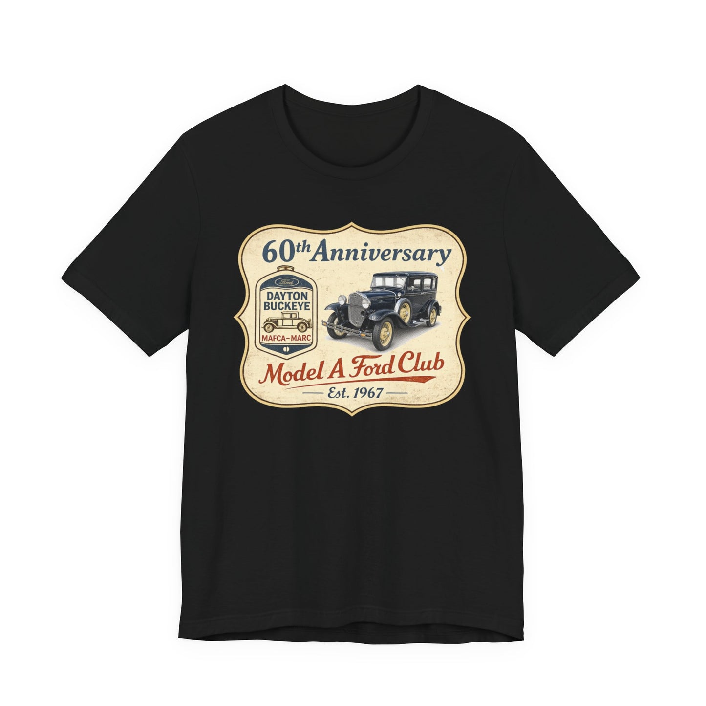 Dayton Buckeye Model A Ford Club 60th Anniversary Tee (LTG) - Unisex Jersey Short Sleeve Tee