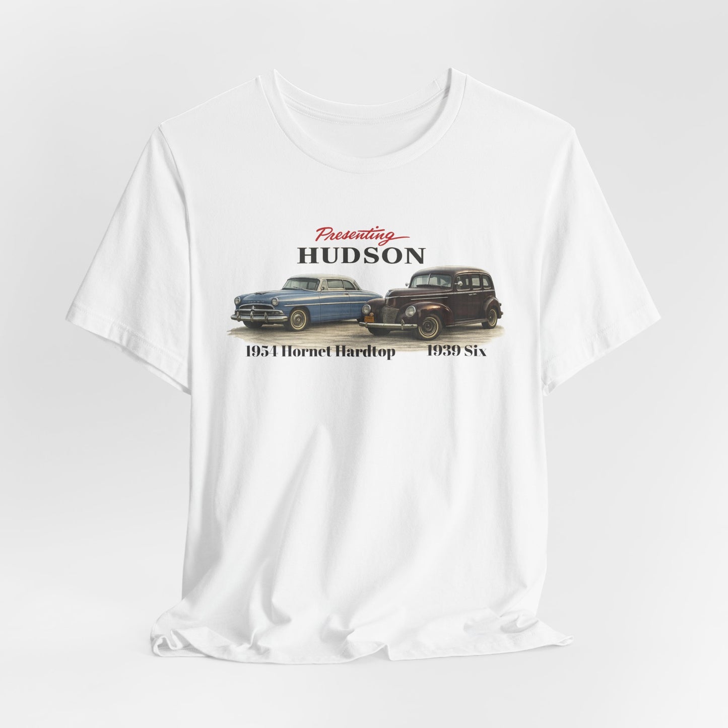 1954 Hudson Hornet Hardtop and 1939 Hudson Six T-Shirt — Classic Car Tee