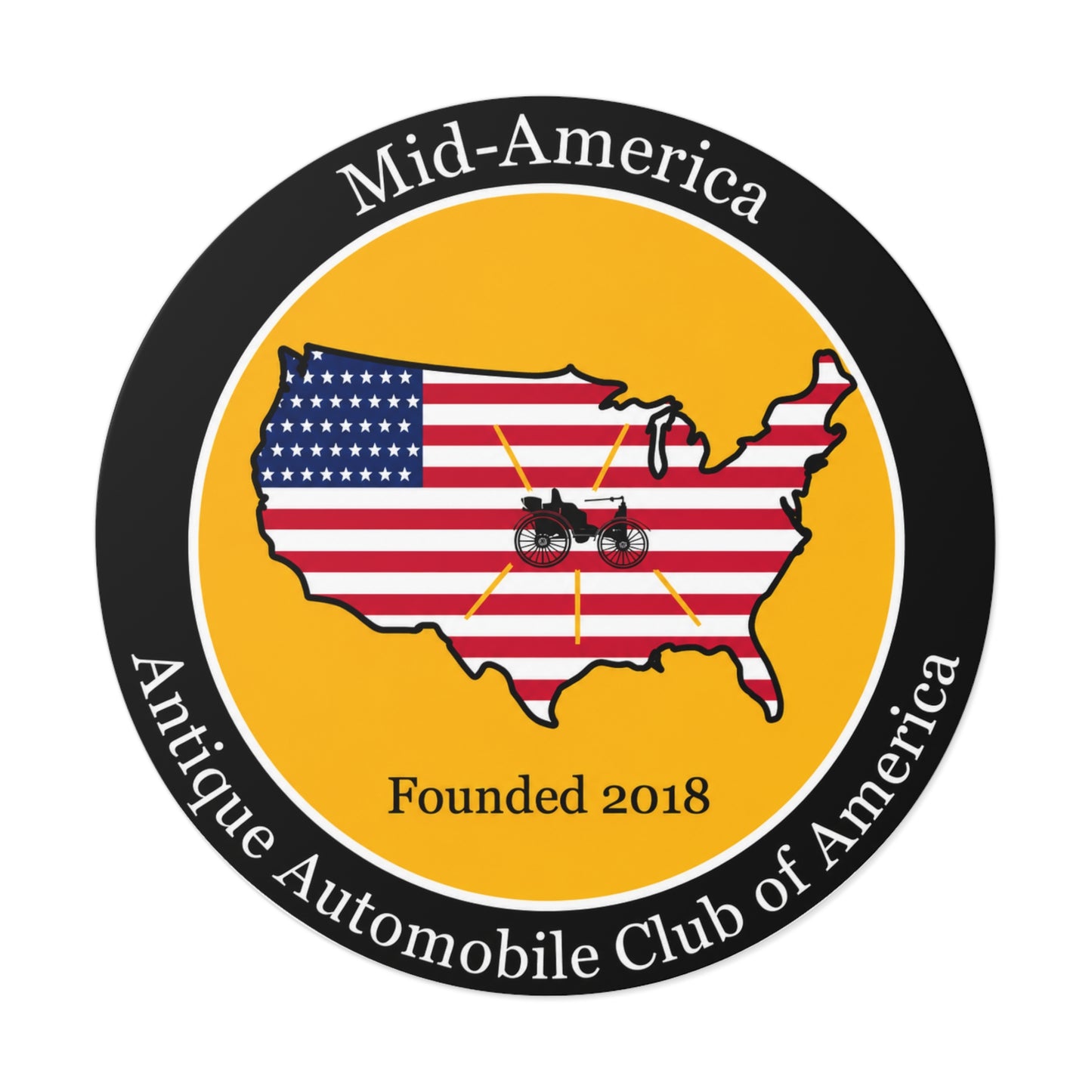 Mid-America Region AACA Round Vinyl Sticker — Great for Windshields