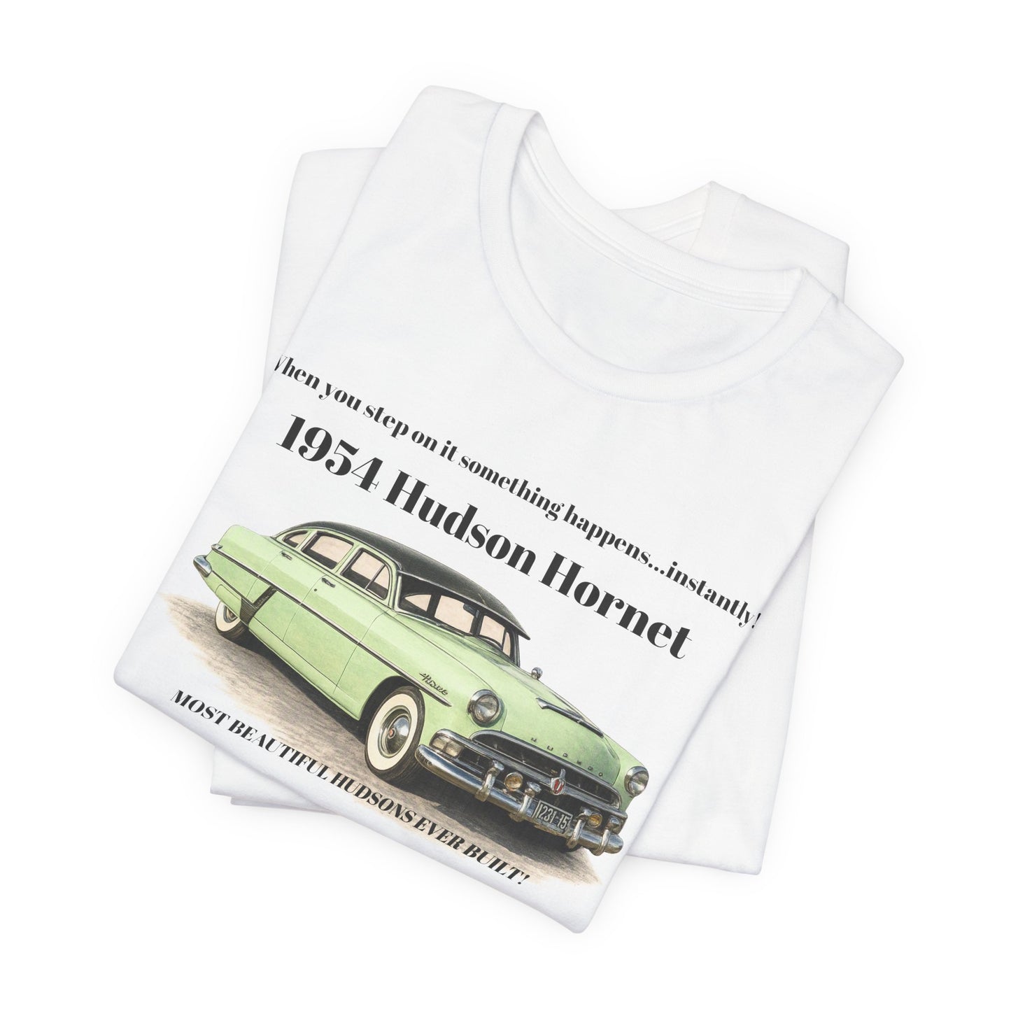 1954 Hudson Hornet Vintage Car Tee — Retro Classic Car Graphic T-Shirt (JF)
