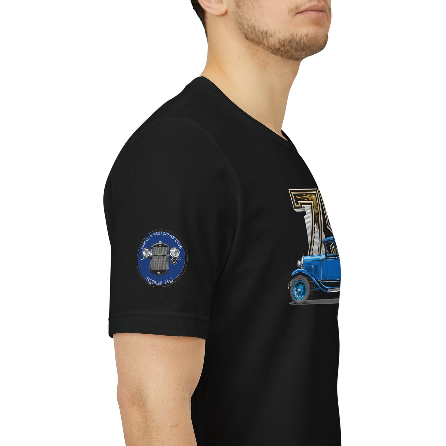 MARC 75th Anniversary T-shirt with blue sedan and MARC logos on both sleeves