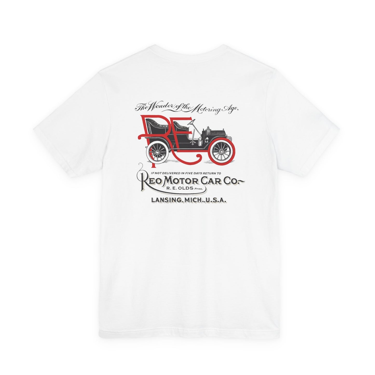 REO Motor Car Co. Vintage Car T-Shirt - Front and Back Images