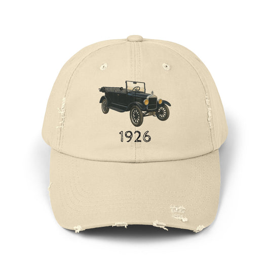 1926 Model T Ford Touring with the top-down PRINTED Distressed Cap — Retro Classic Automobile Baseball Hat