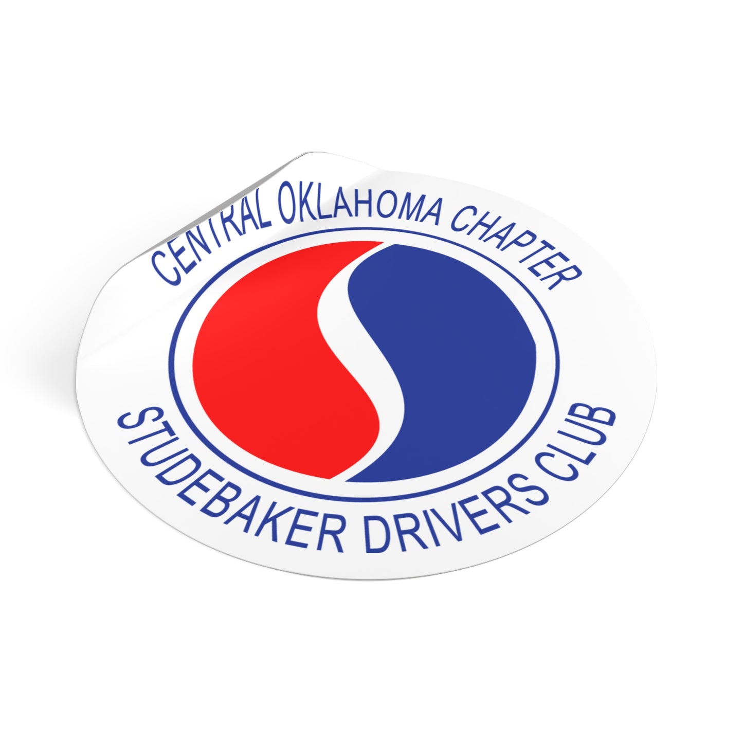 Central Oklahoma Chapter Studebaker Drivers Club Round Vinyl Sticker - Great for Windshields!