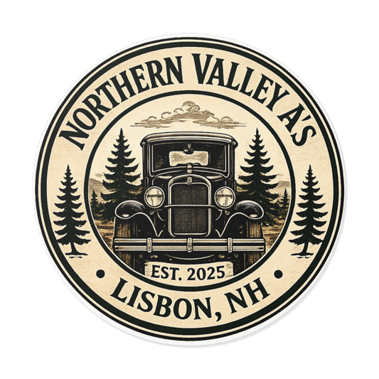 Northern Valley A’s Round Vinyl Sticker — Great for Car Windshields