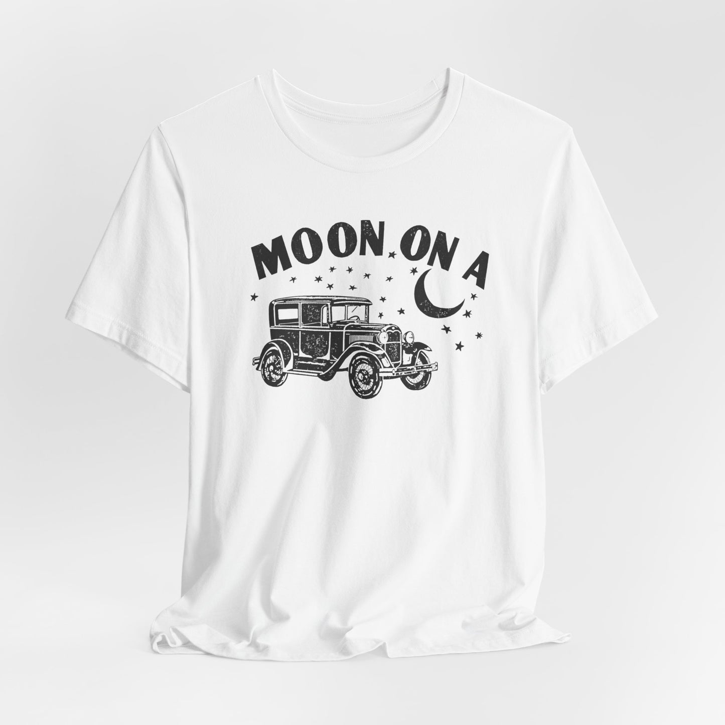 Moon On A Vintage Car T-Shirt — Retro Moon Graphic Tee