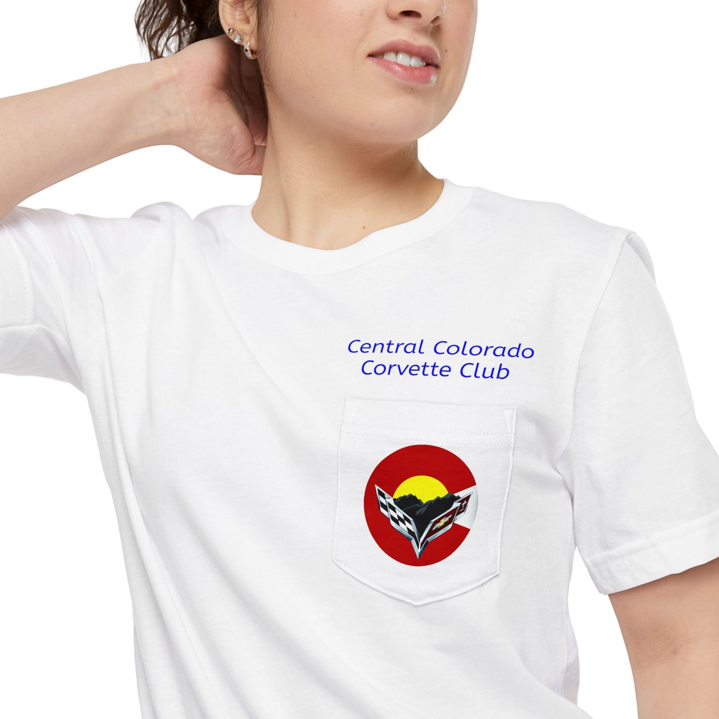 Central Colorado Corvette Club Pocket T-Shirt — Front & Back Logos