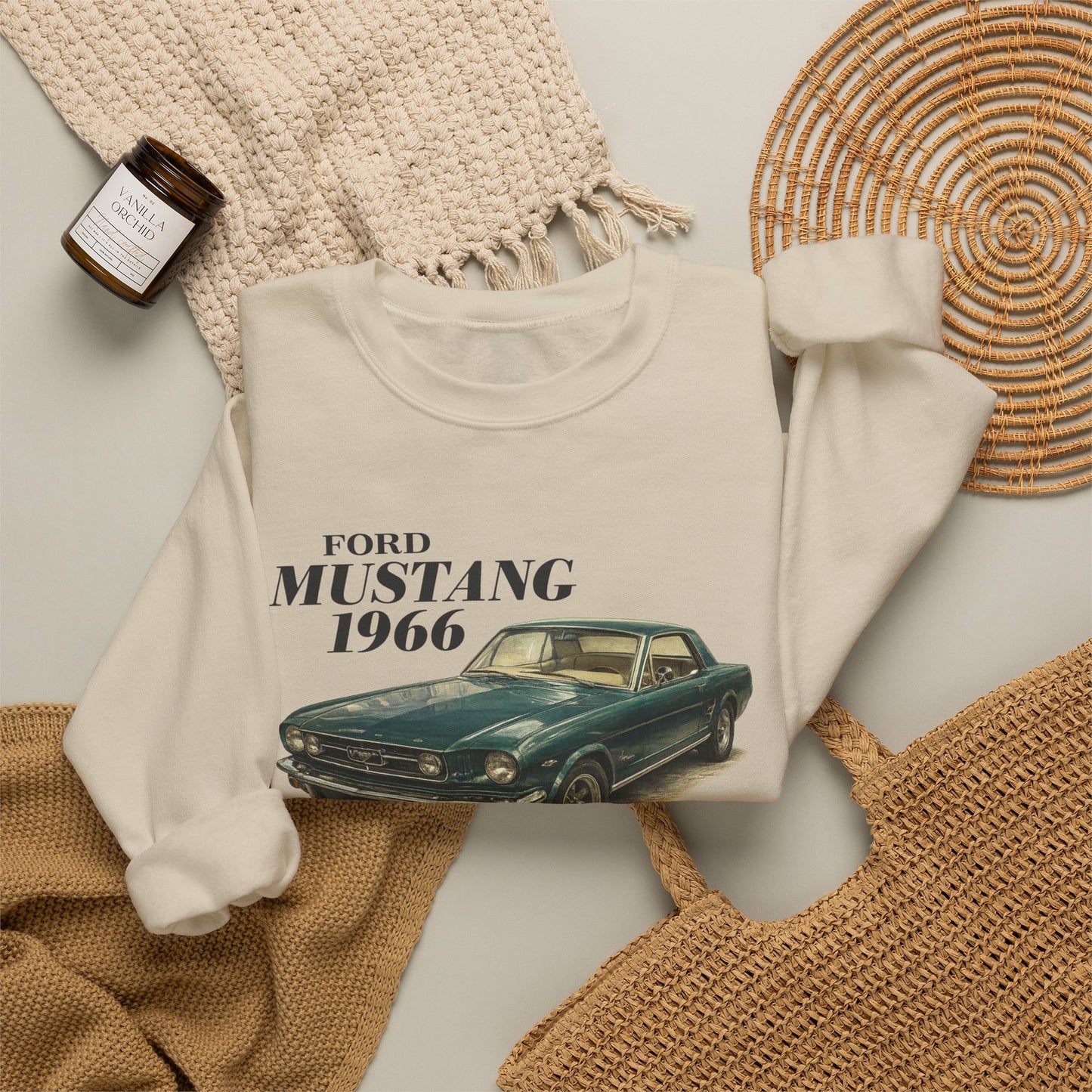 1966 Ford Mustang Sweatshirt — Vintage Classic Car Crewneck (Rick C)