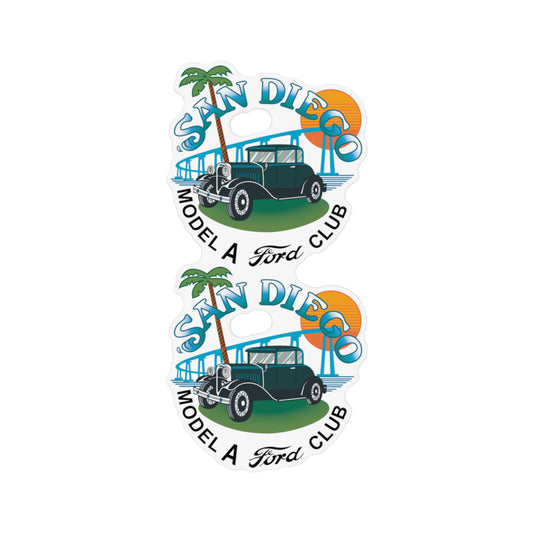 San Diego Model A Ford Club Custom Shape Magnet — Two 12" x 12" Car or Trailer Magnets