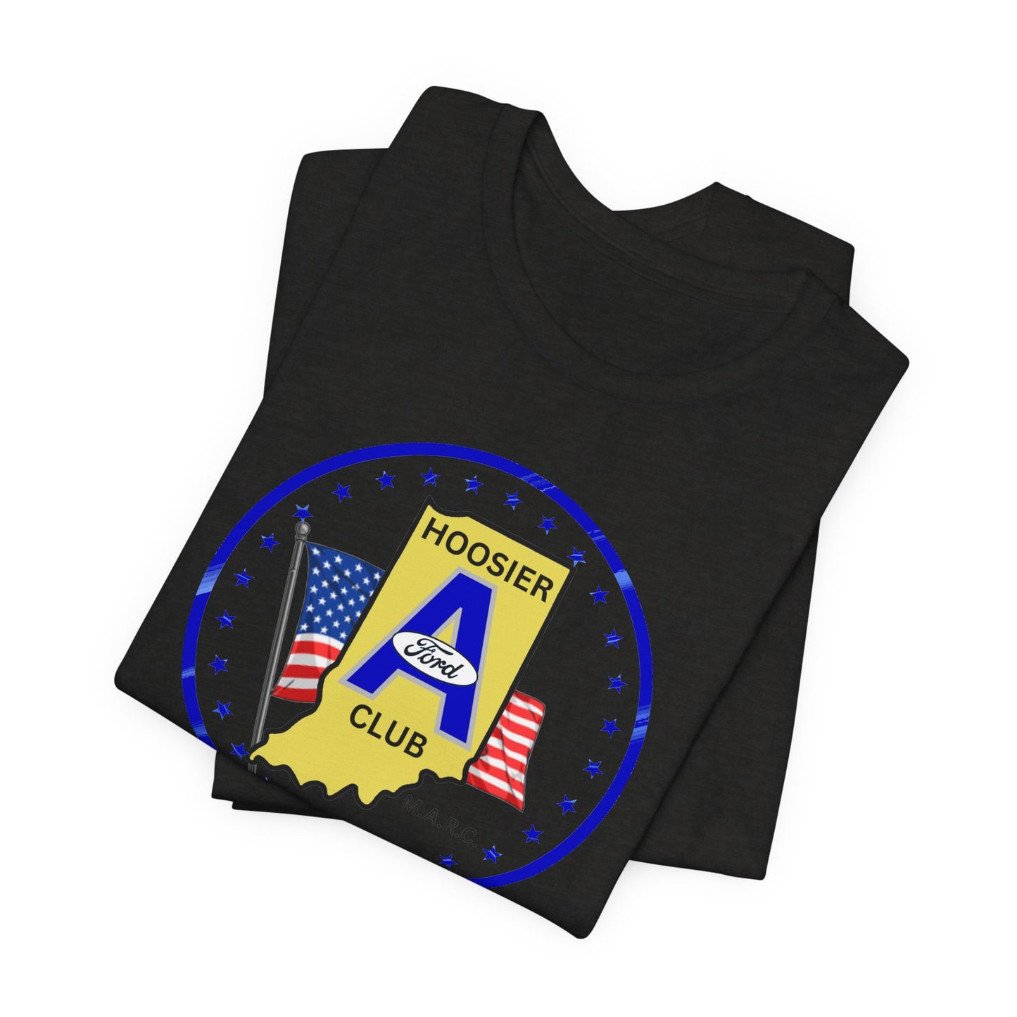 Hoosier A Ford Club T-Shirt — Indiana Flag Patch with American Flags