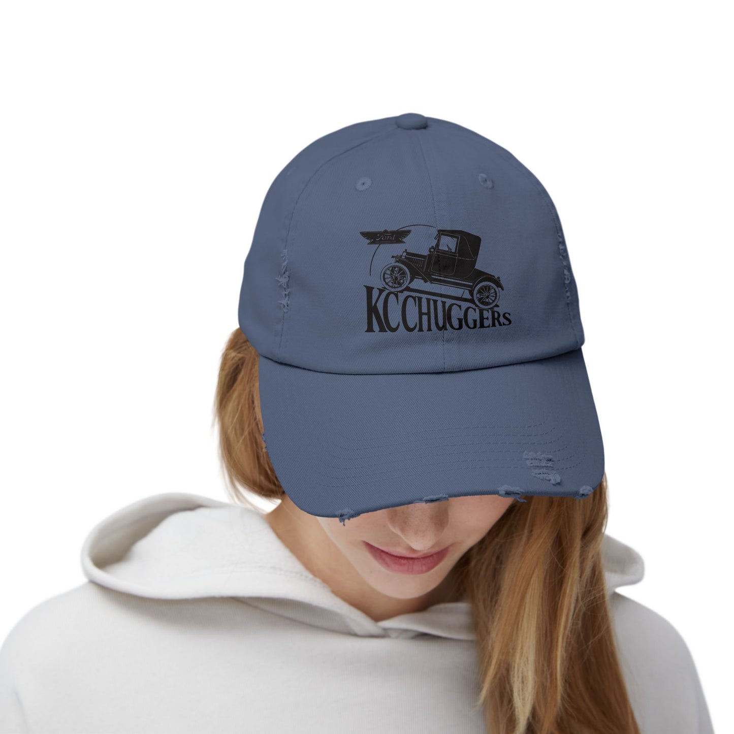 Distressed Baseball Cap — Vintage Car KC Chuggers Logo