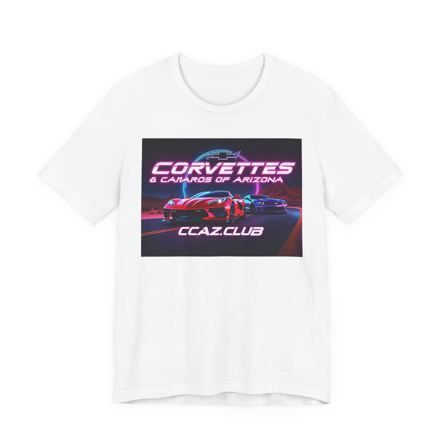 Corvettes & Camaros of Arizona Tee — CCAZ Club Retro Neon Car Shirt