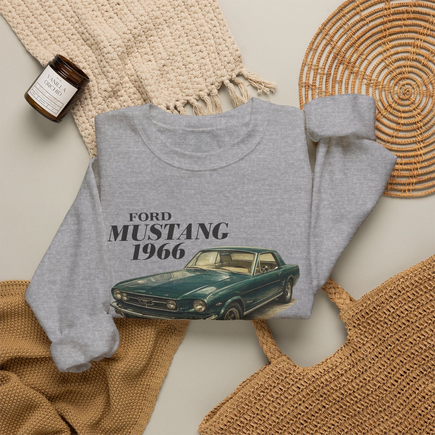1966 Ford Mustang Sweatshirt — Vintage Classic Car Crewneck (Rick C)