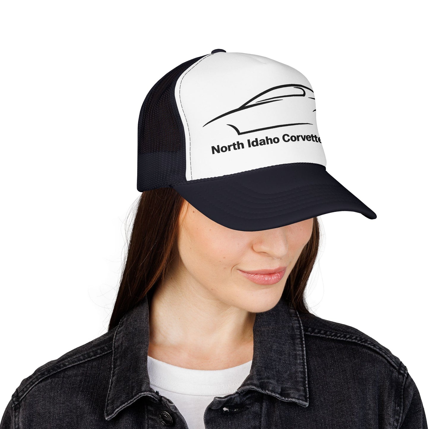 North Idaho Corvette Club Printed Trucker Hat – Classic Car Outline Foam Cap