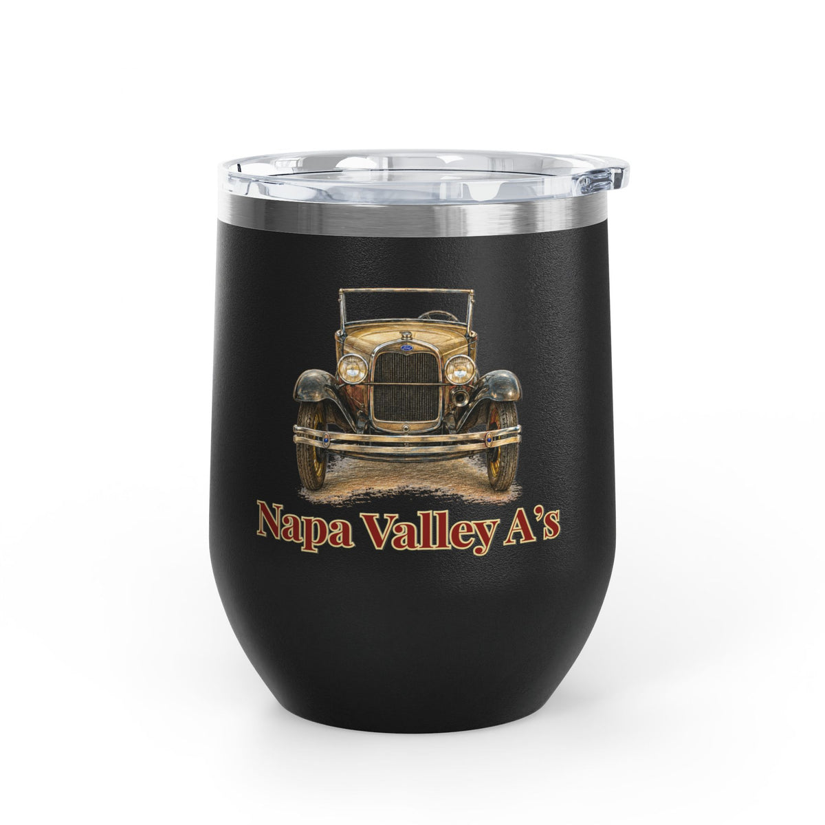 Napa Valley A's Vintage Car 12oz Wine Tumbler