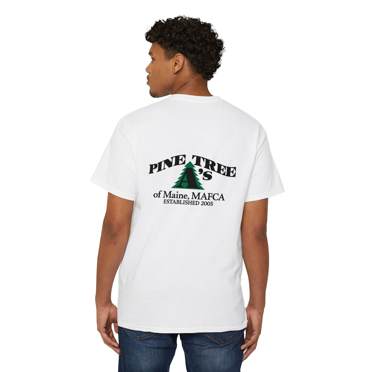 Pine Tree A's of Maine, MAFCA Front and Back Logos — Unisex Heavy Cotton Pocket Tee