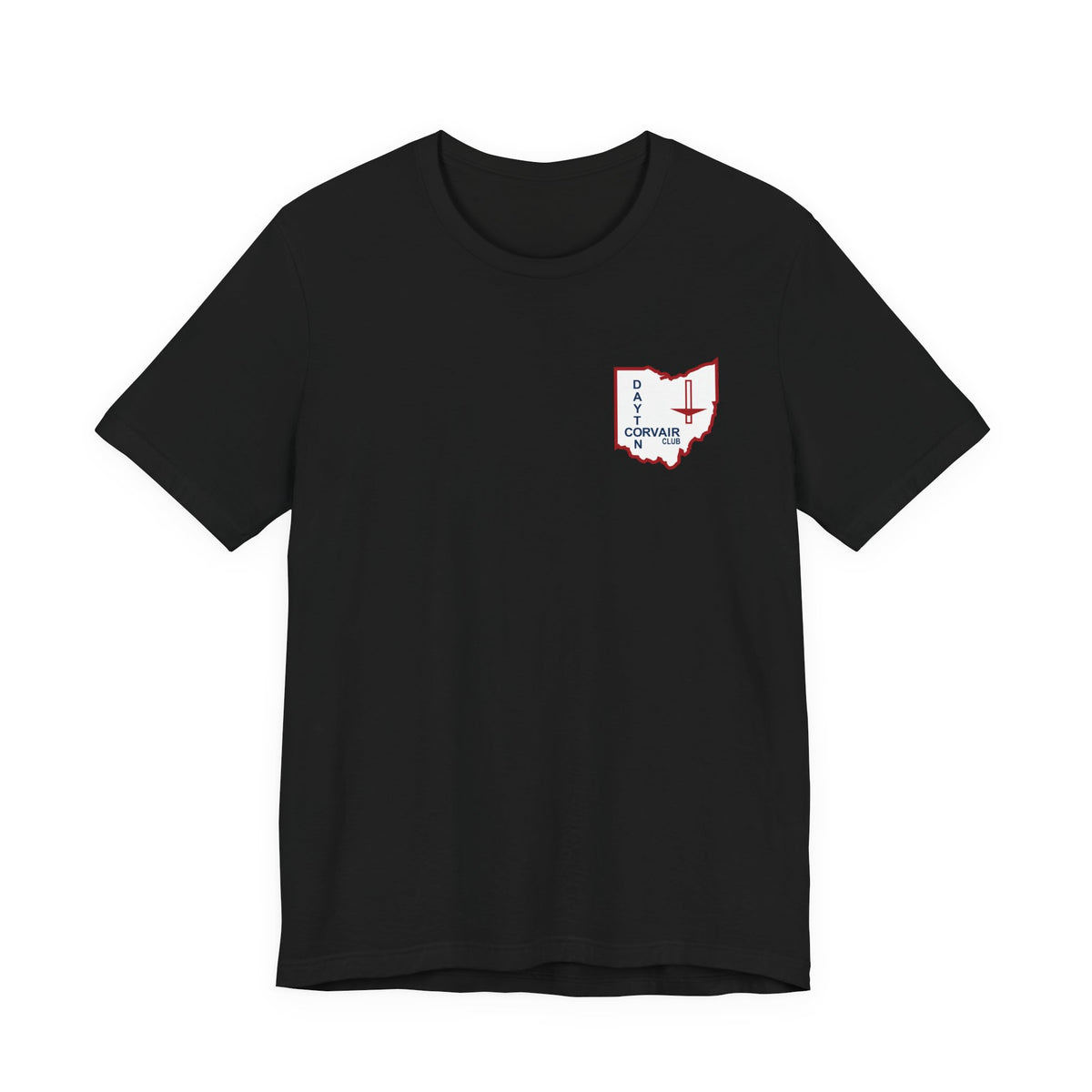 Dayton Corvair Club T-Shirt Unisex Jersey Short Sleeve Tee - Front and Back Logos