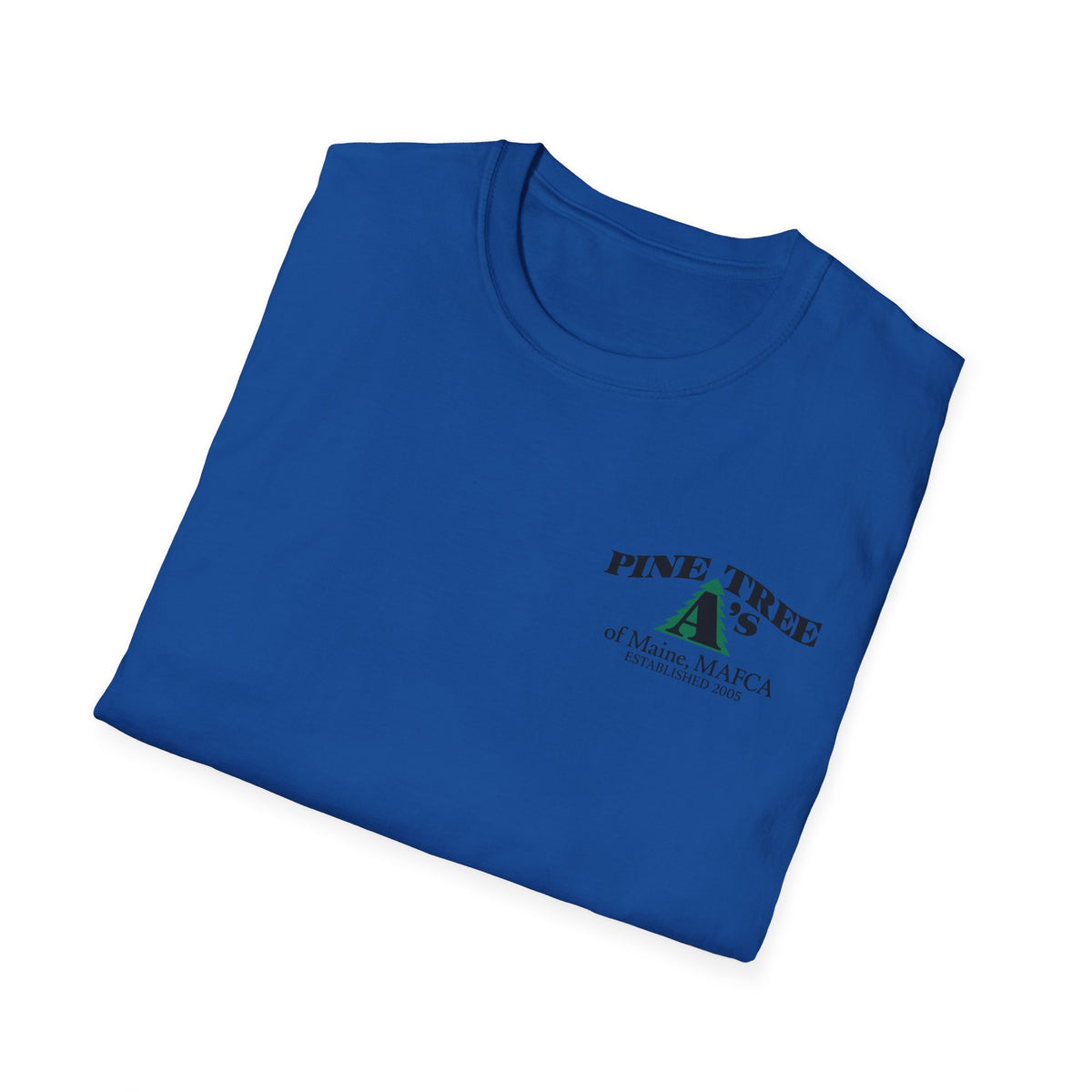 Pine Tree A's of Maine, MAFCA T‑Shirt with Front and Back Logos — Unisex Softstyle T-Shirt