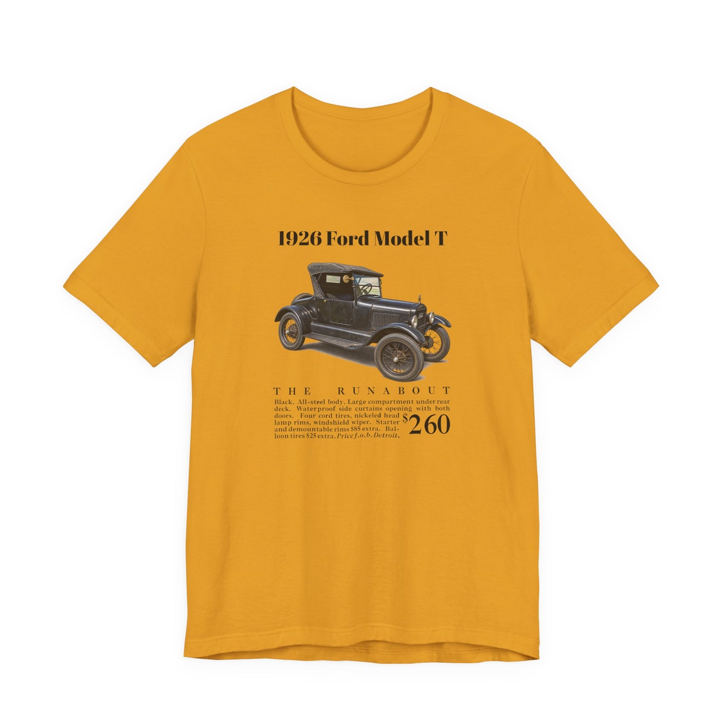 1926 Ford Model T Runabout Vintage Car Tee — Unisex Jersey Short Sleeve Tee