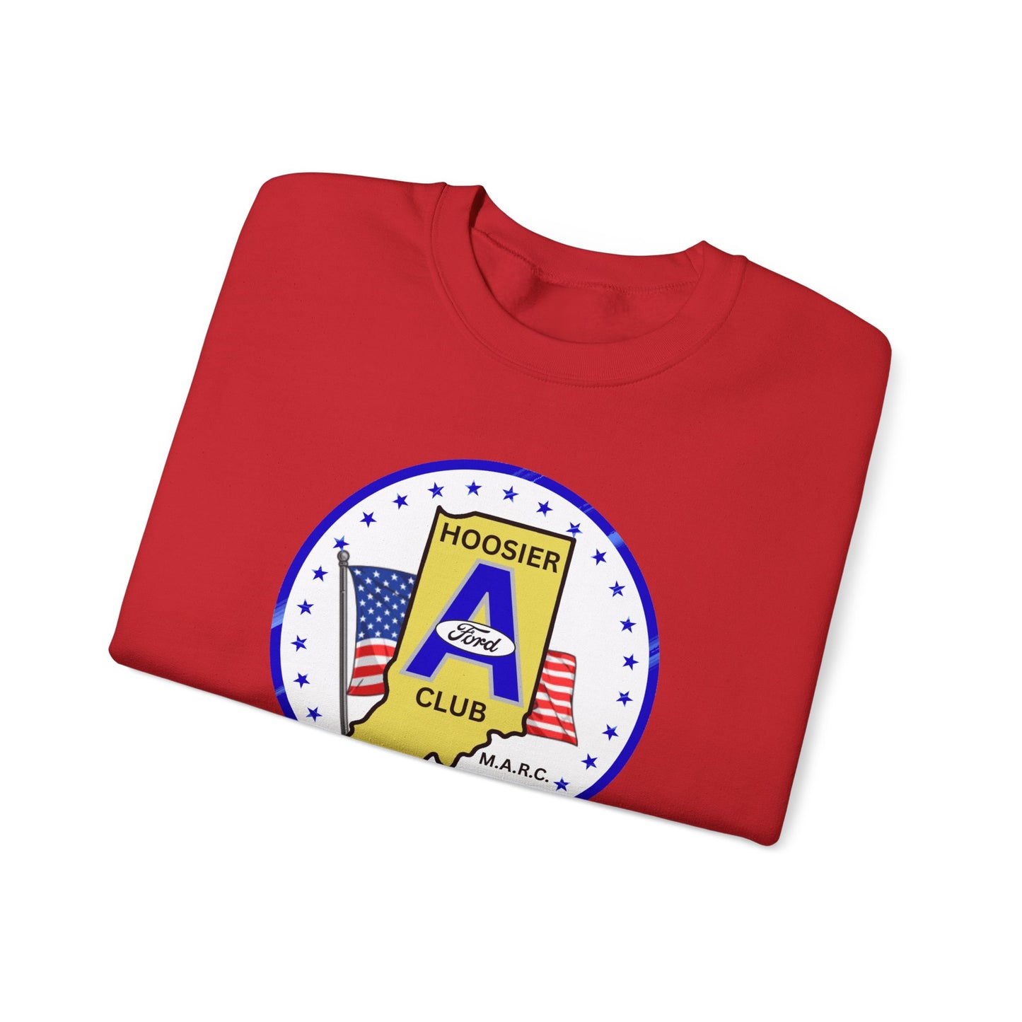 Hoosier A Ford Club Logo Sweatshirt — Indiana Flag Patch Crewneck