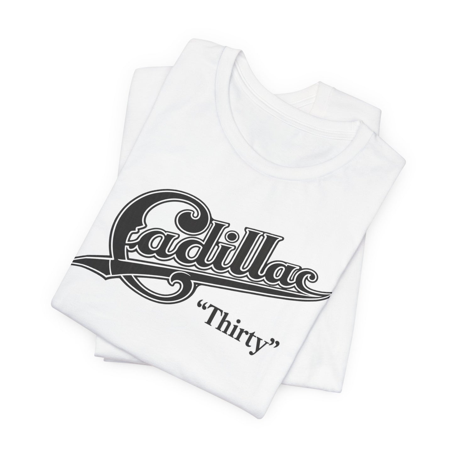 Cadillac “Thirty” Tee – Retro Vintage Script Graphic T‑Shirt