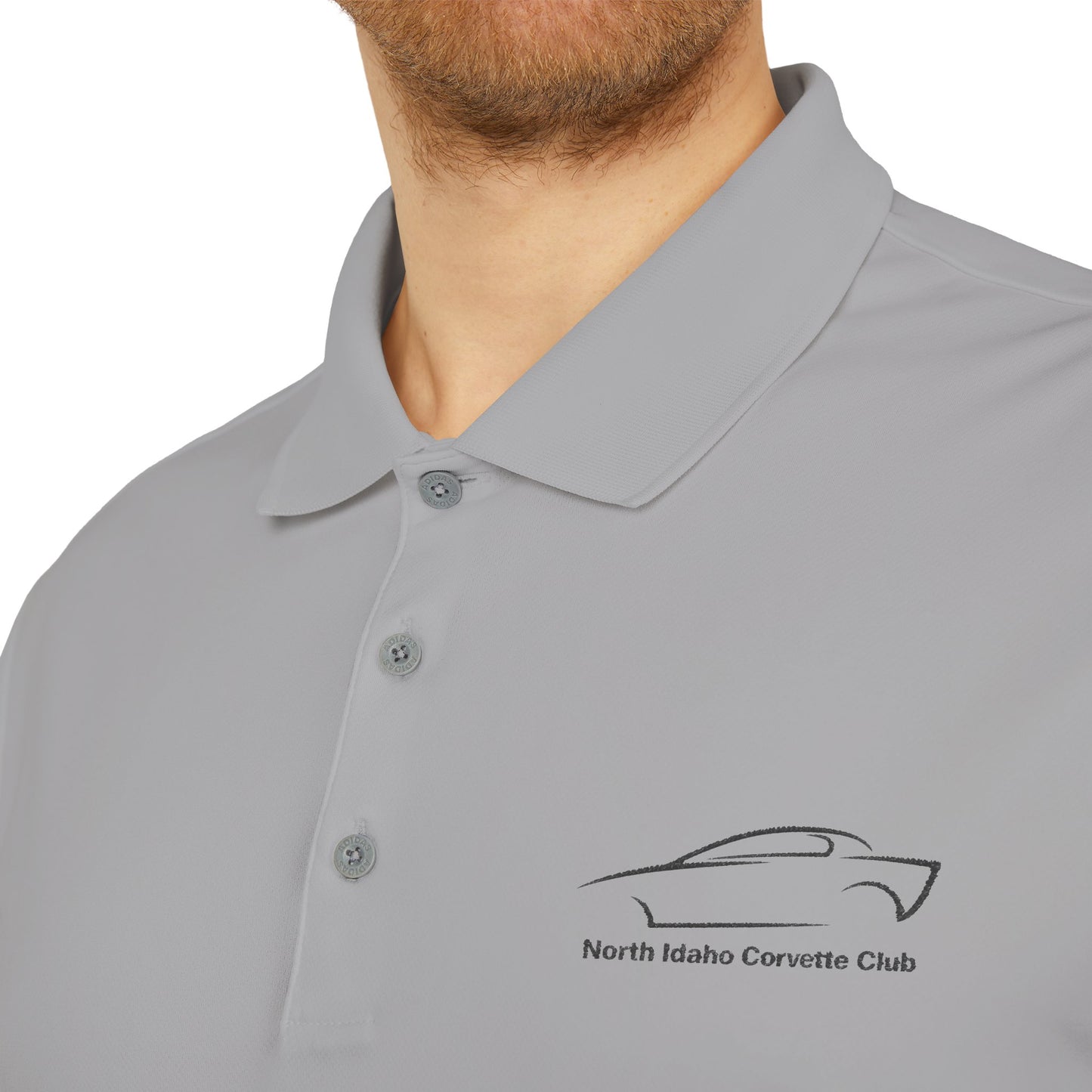 North Idaho Corvette Club Black Embroidered Polo — adidas Unisex Performance Polo