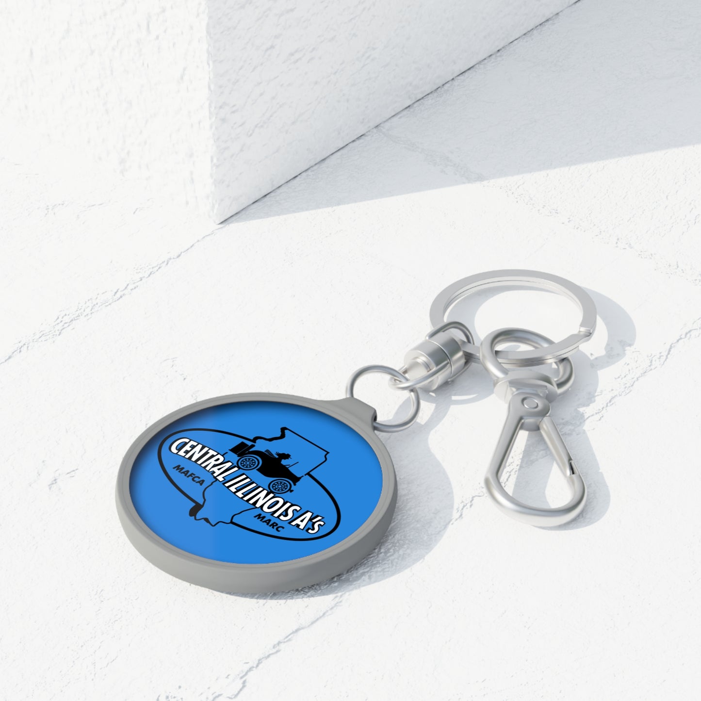Central Illinois Keyring Tag - Blue Round Keychain