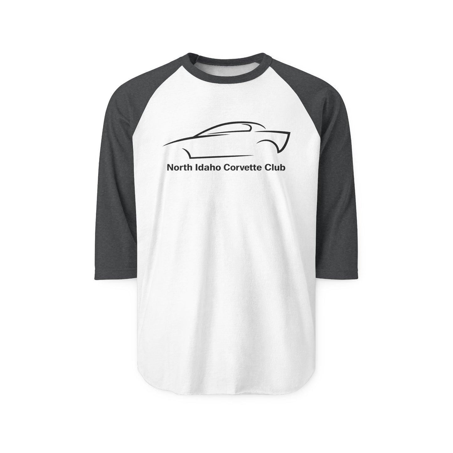North Idaho Corvette Club Raglan Shirt — 3/4 Sleeve Car Club Tee