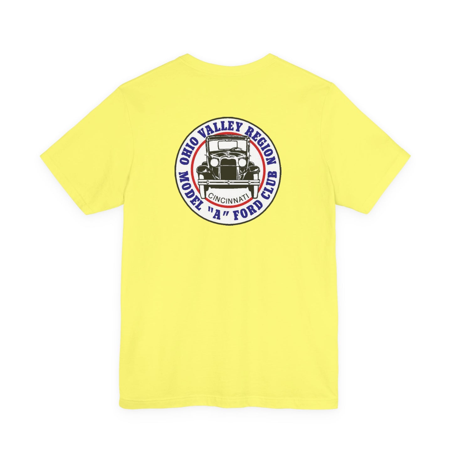 Ohio Valley Region Model A Ford Club (front and back logo) Unisex Jersey Short Sleeve Tee