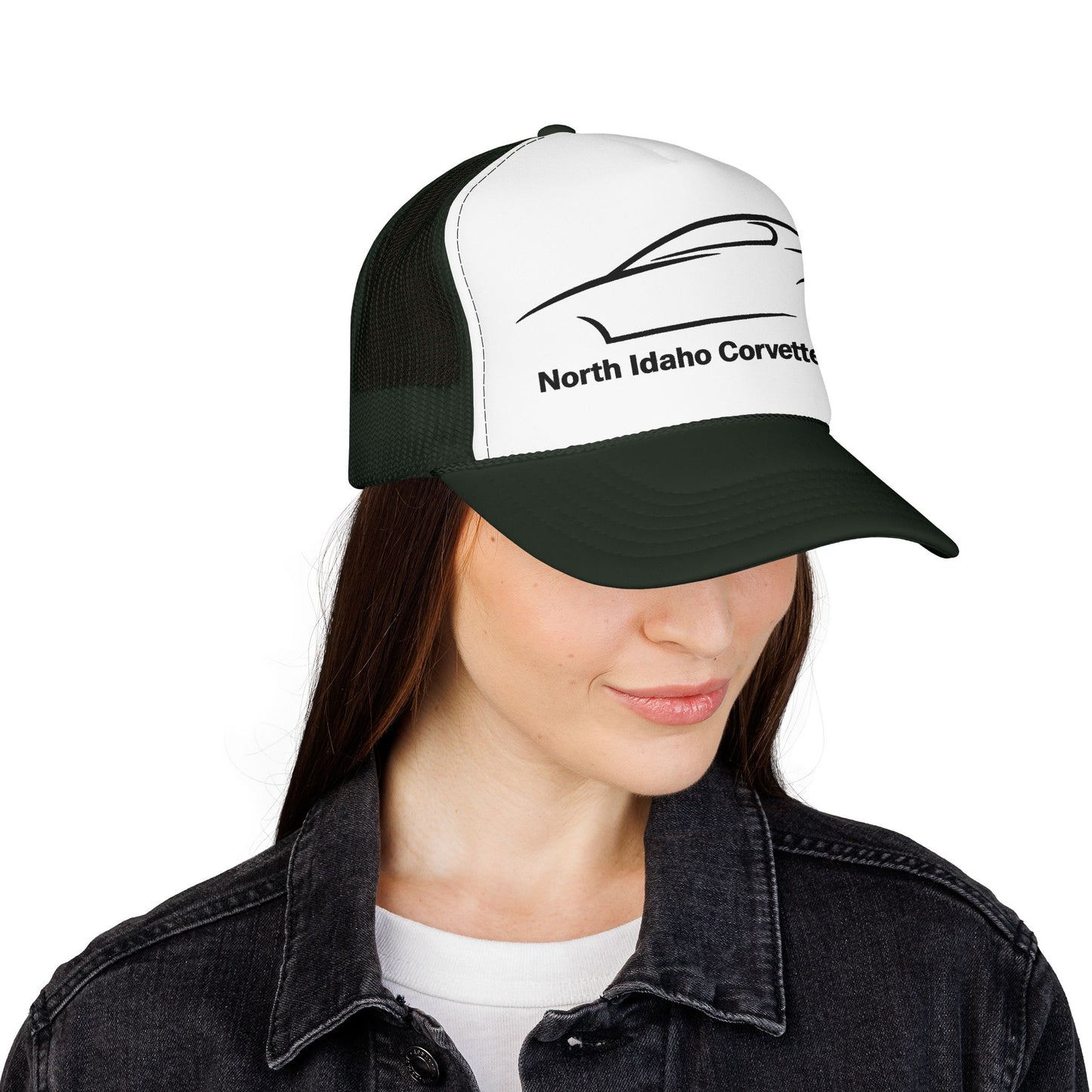 North Idaho Corvette Club Printed Trucker Hat – Classic Car Outline Foam Cap