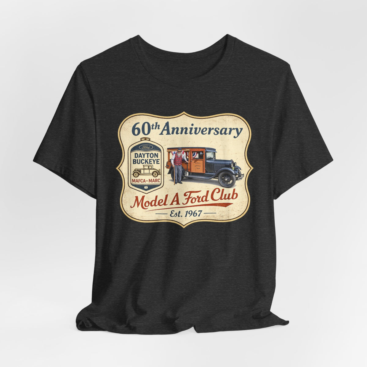 Dayton Buckeye Model A Ford Club 60th Anniversary Tee (Piney Wood Farm) - Unisex Soft Short Sleeve Tee