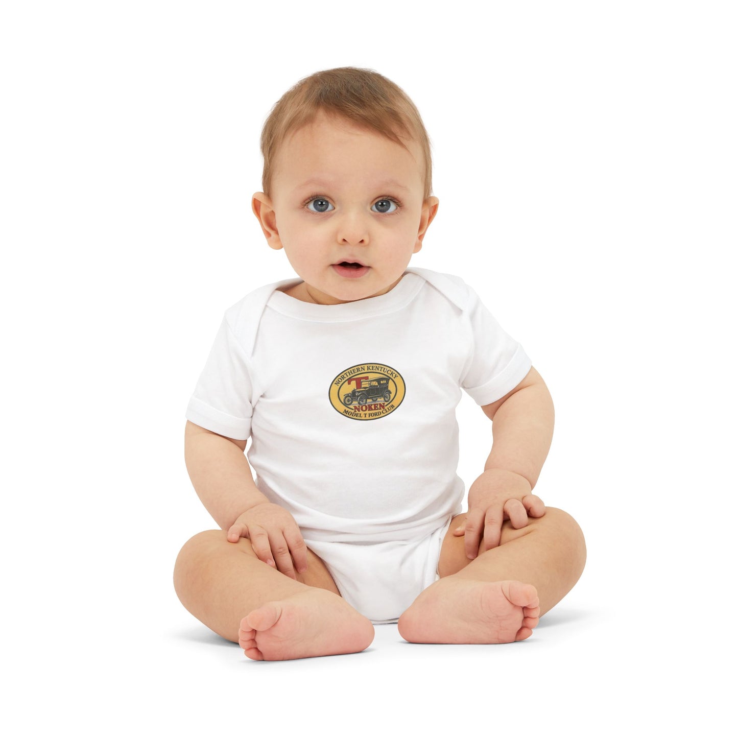 Infant Onesie with NoKen Model T Club logo - Baby Adventure Bodysuit
