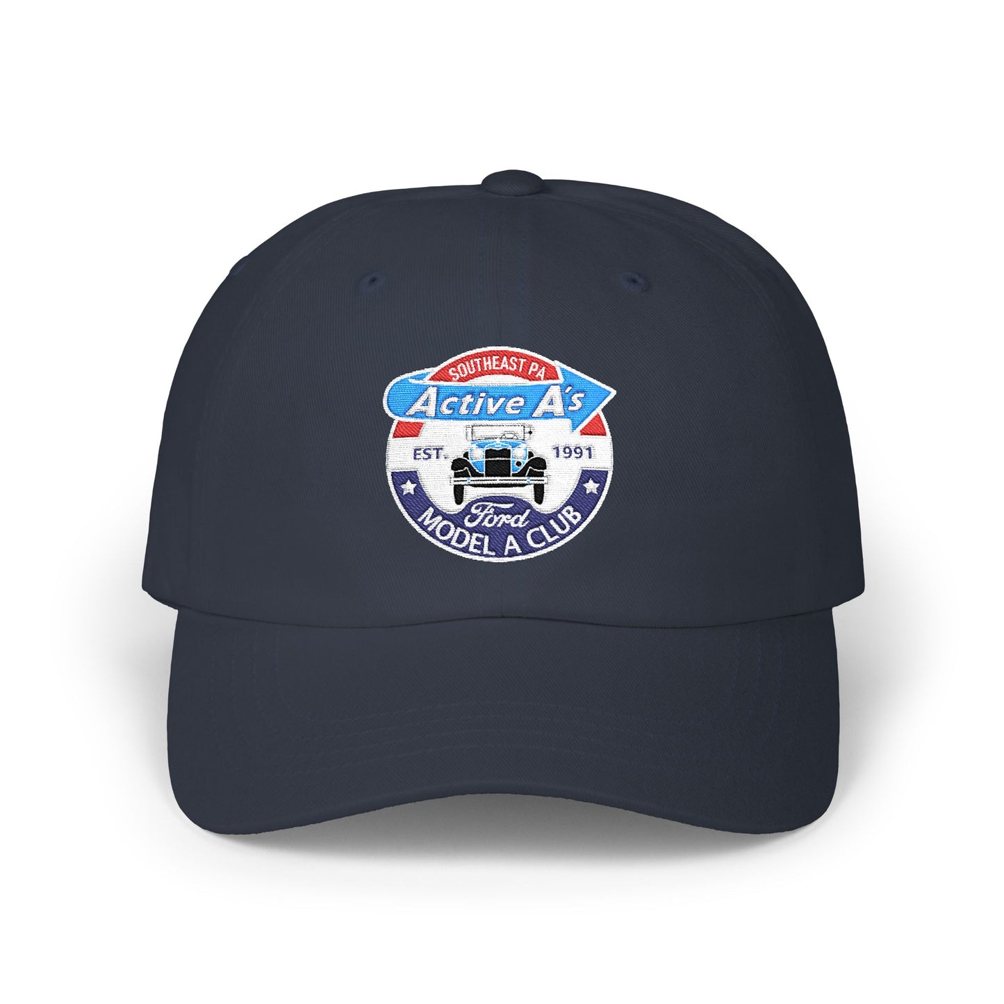 Ford Model A Club Distressed Logo Dad Cap (Embroidered) — Classic Vintage Car Hat