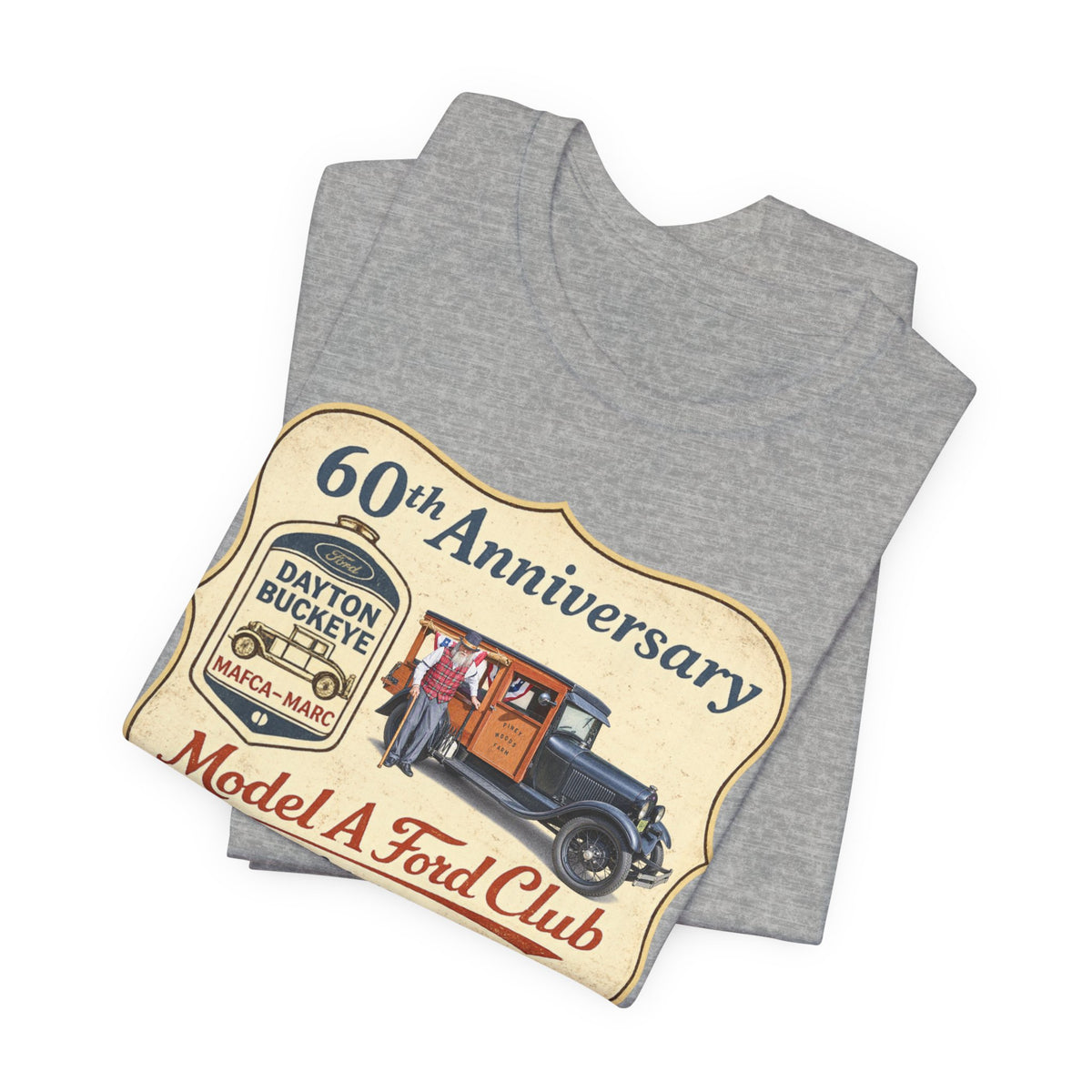 Dayton Buckeye Model A Ford Club 60th Anniversary Tee (Piney Wood Farm) - Unisex Soft Short Sleeve Tee
