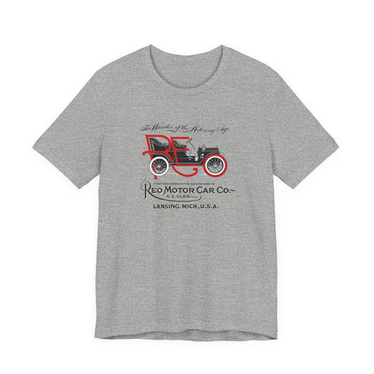 REO Motor Car Co. Tee — "The Wonder of the Motoring Age!"