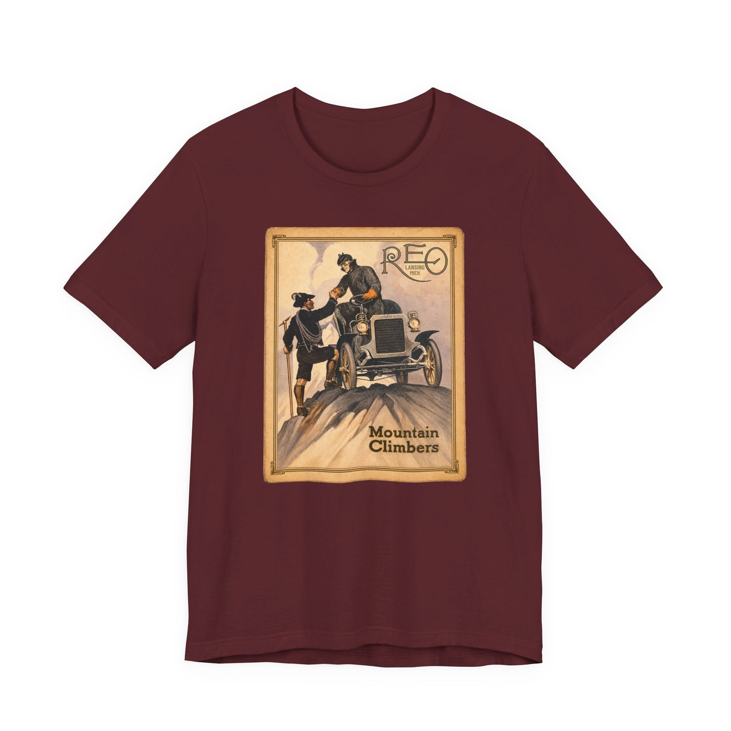 REO Lansing Michigan Mountain Climbers T-Shirt - Unisex Soft Short Sleeve Tee