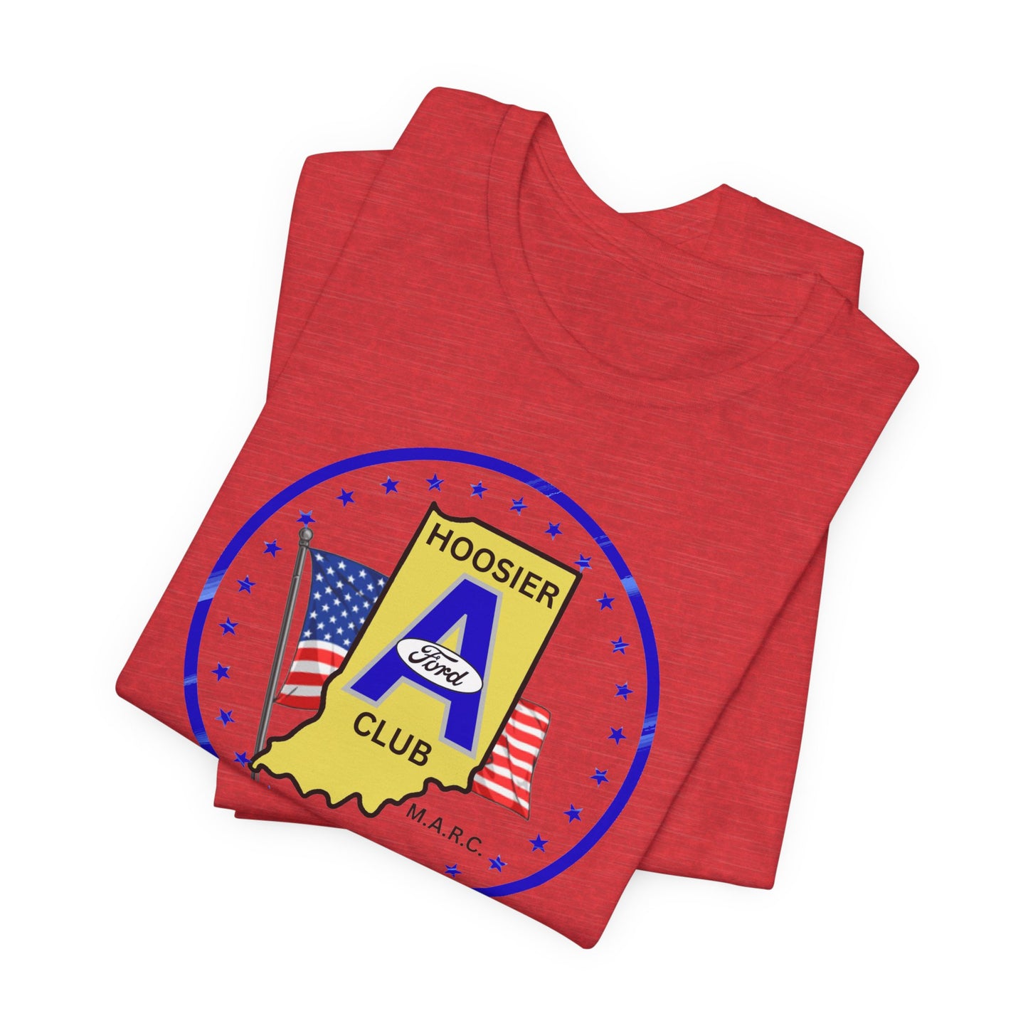 Hoosier A Ford Club T-Shirt — Indiana Flag Patch with American Flags